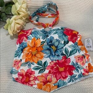 NWT-Time and Tru Multicolor Floral Halter Top